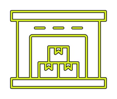 Kutu simgesi ve vektör illüstrasyonlu depo 