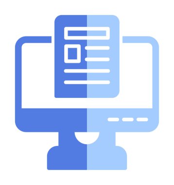 Yazı simgesi, vektör illüstrasyonlu bilgisayar ekranı