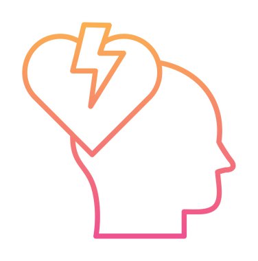 İnsan kafası ve kırık kalp düz renk vektör simgesi tasarımı