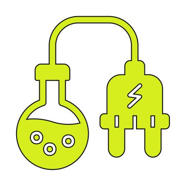Elektrik prizli laboratuvar şişesi, vektör illüstrasyonu basit tasarım