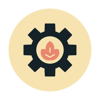 Bitki simgesiyle çark, gezegen konseptinin ekolojik sürdürülebilirliği, vektör illüstrasyonu