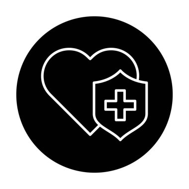 Çapraz ikonlu kalp, vektör çizimi. Sağlık hizmetleri kavramı                             