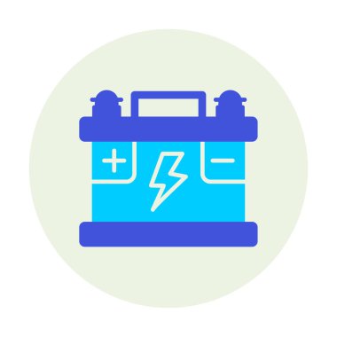 Araba aküsü simgesi. Ağ için Kataloglayıcı imza vektör simgesinin düz çizimi.