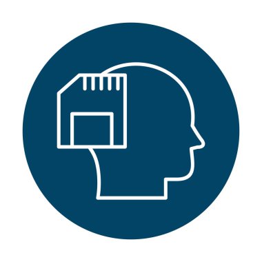 Hafıza kartı simgesine sahip insan kafası, vektör illüstrasyonu