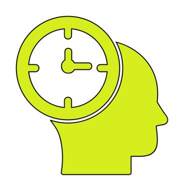 İnsan kafası ikonlu saat. vektör illüstrasyonu                          