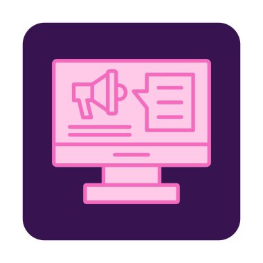 bilgisayar monitörü ve megafon, Dijital Kampanya konsept vektörü