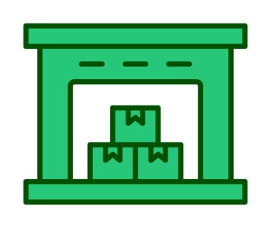 Kutu simgesi ve vektör illüstrasyonlu depo 