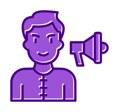 Gençler megafonla, vektör illüstrasyonuyla protesto ediyor  