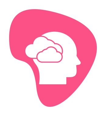 Bulut simgesi olan beyin, vektör illüstrasyonu