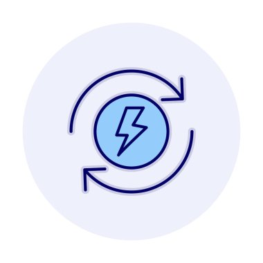 Enerji simgesi, daire oklu ışıkyılı, vektör illüstrasyonu