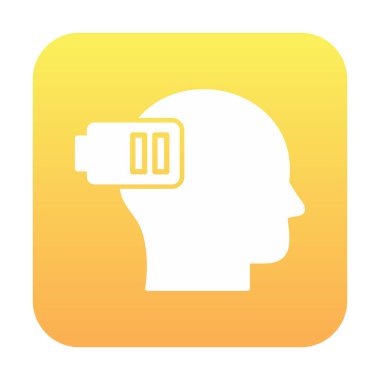 Düşük pil işaretli insan kafası, tükenmiş adam konsepti, vektör çizimi