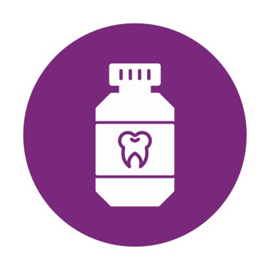 Diş izi simgesi olan ağız gargarası şişesi, vektör illüstrasyonu