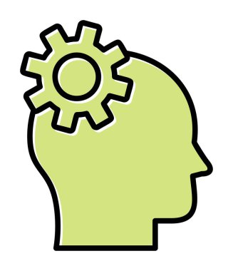 Düşünen baş simgesi, vektör çizimi basit tasarım