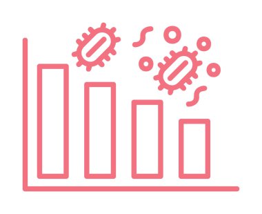 Grafik ve bakteri simgesi, vektör illüstrasyonu ile azalan kavram   