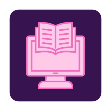E-kitap ve bilgisayar ekran simgesi, vektör illüstrasyonu 