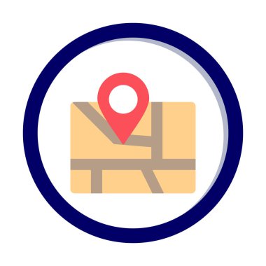 Konum iğnesi, vektör illüstrasyonlu harita simgesi