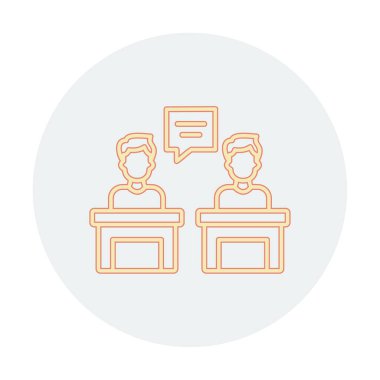 Konuşma yapan erkekler tartışma ikonu, vektör illüstrasyonunda ayakta duruyorlar