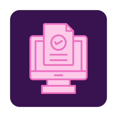 Bilgisayar ekranında web sitesi kayıt simgesi, vektör illüstrasyonu basit tasarım