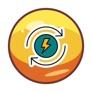 Enerji simgesi, daire oklu ışıkyılı, vektör illüstrasyonu