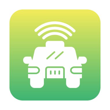 Akıllı araba düz ikonu. Otomobil kontrolüne uzaktan erişim. Nesnelerin İnterneti. Vektör illüstrasyonu 