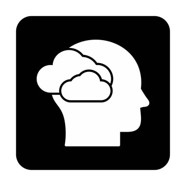 Bulut simgesi olan beyin, vektör illüstrasyonu