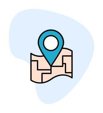 Konum iğnesi, vektör illüstrasyonlu harita simgesi