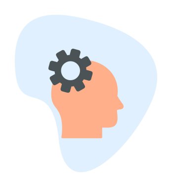 Düşünen baş simgesi, vektör çizimi basit tasarım