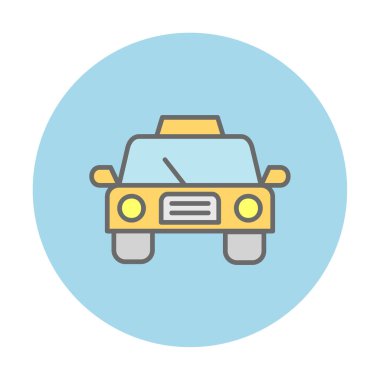 Basit taksi arabası simgesi, vektör illüstrasyonu