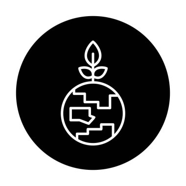 Bitki ikonu vektör illüstrasyonlu Dünya gezegeni 