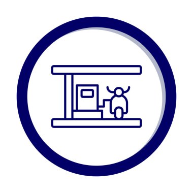 benzin istasyonu web simgesi, vektör illüstrasyonu