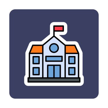 Okul binası simgesi, vektör illüstrasyonu