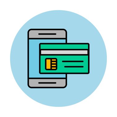 Basit Çevrimiçi Ödeme simgesi, vektör illüstrasyonu