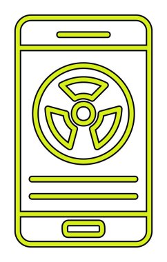 Akıllı telefon ekran simgesinde radyasyon işareti 