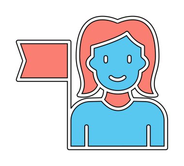 Bayrağı olan insanlar, tasarım vektörü illüstrasyonunda feminizm 