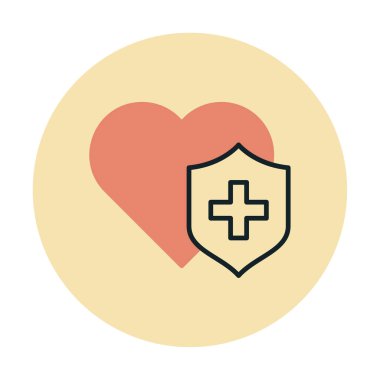 Çapraz ikonlu kalp, vektör çizimi. Sağlık hizmetleri kavramı                             