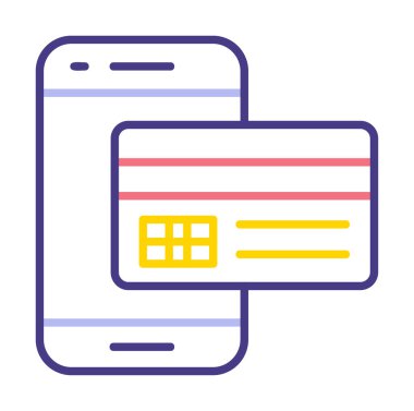 Kart ödemesi. Mobil ödeme ana hatları vektör simgesi