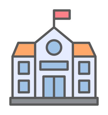 Okul binası simgesi, vektör illüstrasyonu