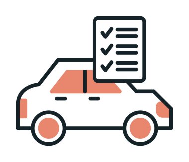 Araç kontrol listesi simgesi, araba bakım vektörü illüstrasyonu 