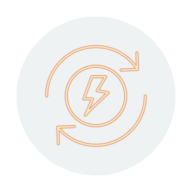 Enerji simgesi, daire oklu ışıkyılı, vektör illüstrasyonu