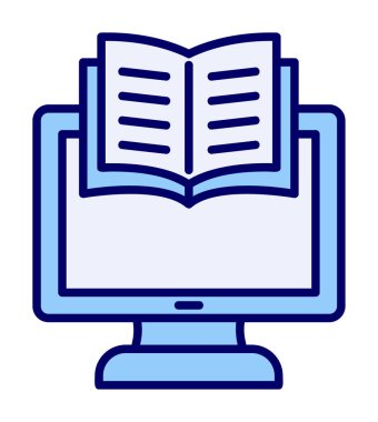E-kitap ve bilgisayar ekran simgesi, vektör illüstrasyonu 
