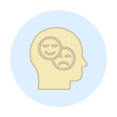 Bipolar bozukluk veya depresyon BP web ikonu, vektör illüstrasyonu. Ruh sağlığı sembolleri gösteriliyor