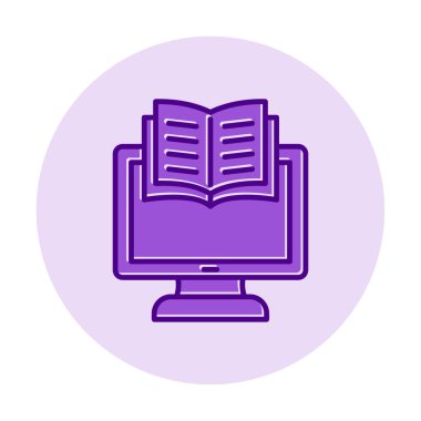 E-kitap ve bilgisayar ekran simgesi, vektör illüstrasyonu 