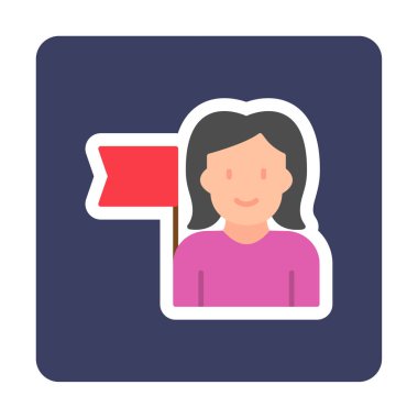 Bayrağı olan insanlar, tasarım vektörü illüstrasyonunda feminizm 