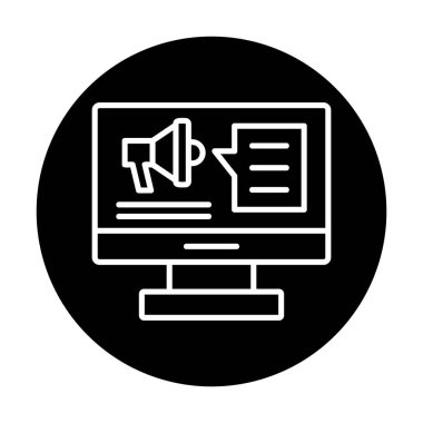 bilgisayar monitörü ve megafon, Dijital Kampanya konsept vektörü