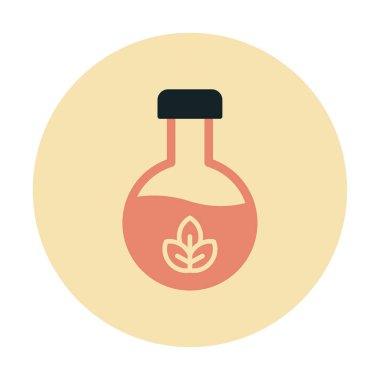 Yaprak ikonu resimli vektör matarası. Kimya konsepti              