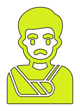 Kırık el çizgisi ikonu olan adam, zayiat konsepti  