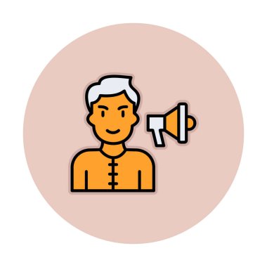 Gençler megafonla, vektör illüstrasyonuyla protesto ediyor  