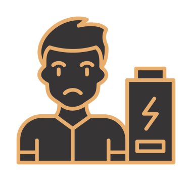 Enerji bataryası olmayan bir adamın vektör çizimi 