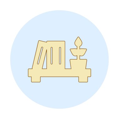 Kitaplık ve bitki web simgesi, vektör illüstrasyonu 