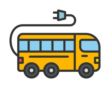 Elektrikli otobüs. Web simgesi basit illüstrasyon